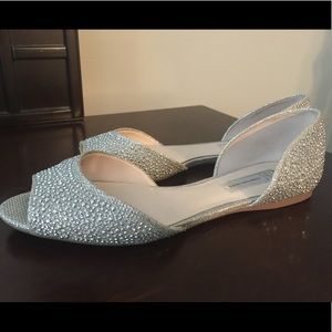 INC peep toe flat sparkly shoe size 8